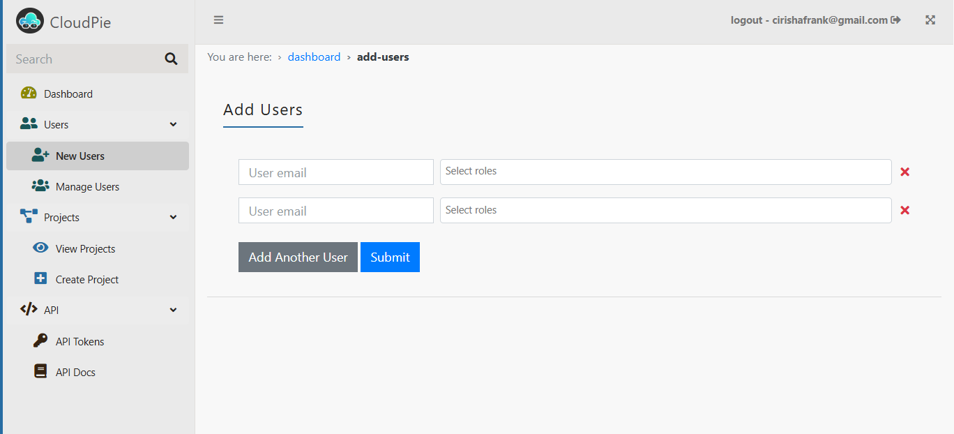 Screenshot of Add Users Form
