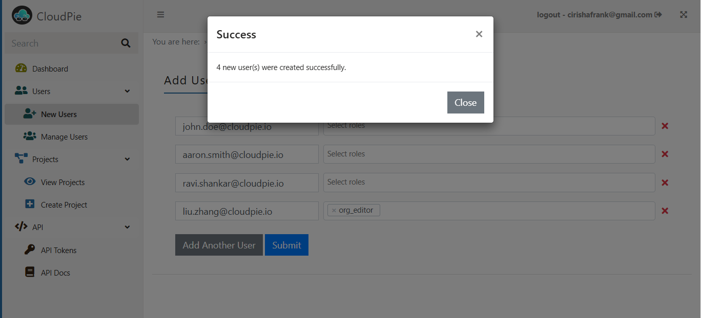 Screenshot of Add Users Form