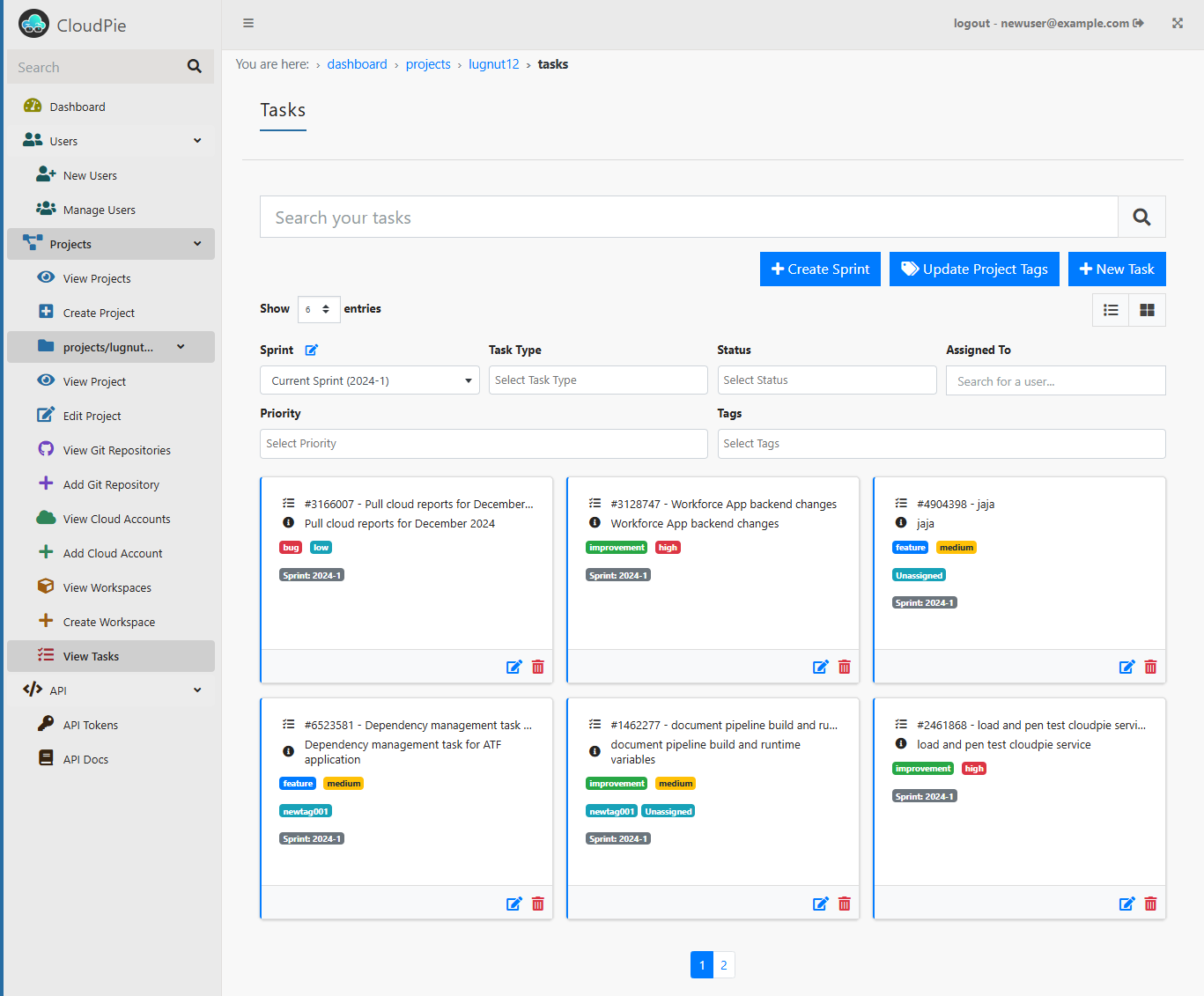 Tasks Page
